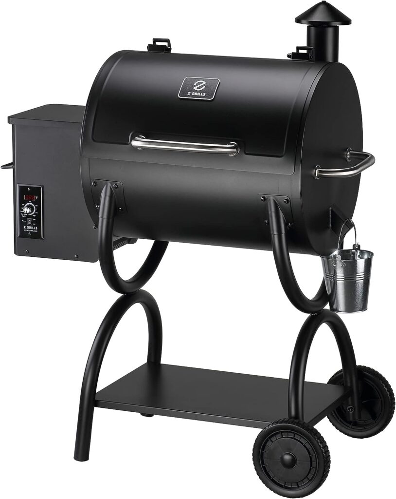 Z GRILLS ZPG-550A Wood Pellet Grill Smoker, 16lbs Large Hopper Capacity, 585 sq in Cooking Area, 8 in 1 Versatility, Black