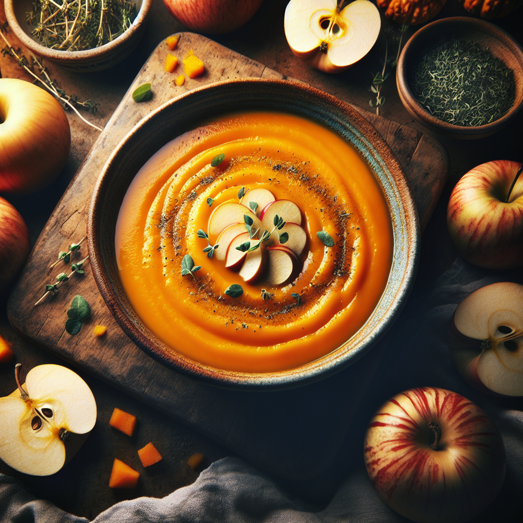 Butternut Squash and Apple Soup: A twist on a classic soup with the addition of sweet apples.