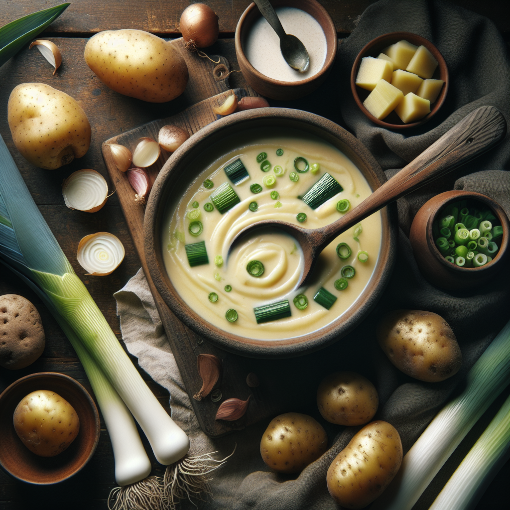 Potato Leek Soup: Creamy and indulgent, featuring the delicate flavors of leeks and potatoes.