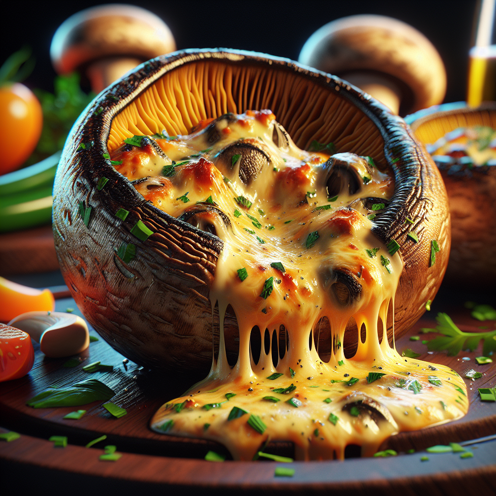 Stuffed Portobello Mushroom Caps: Cheese and Herb Filling