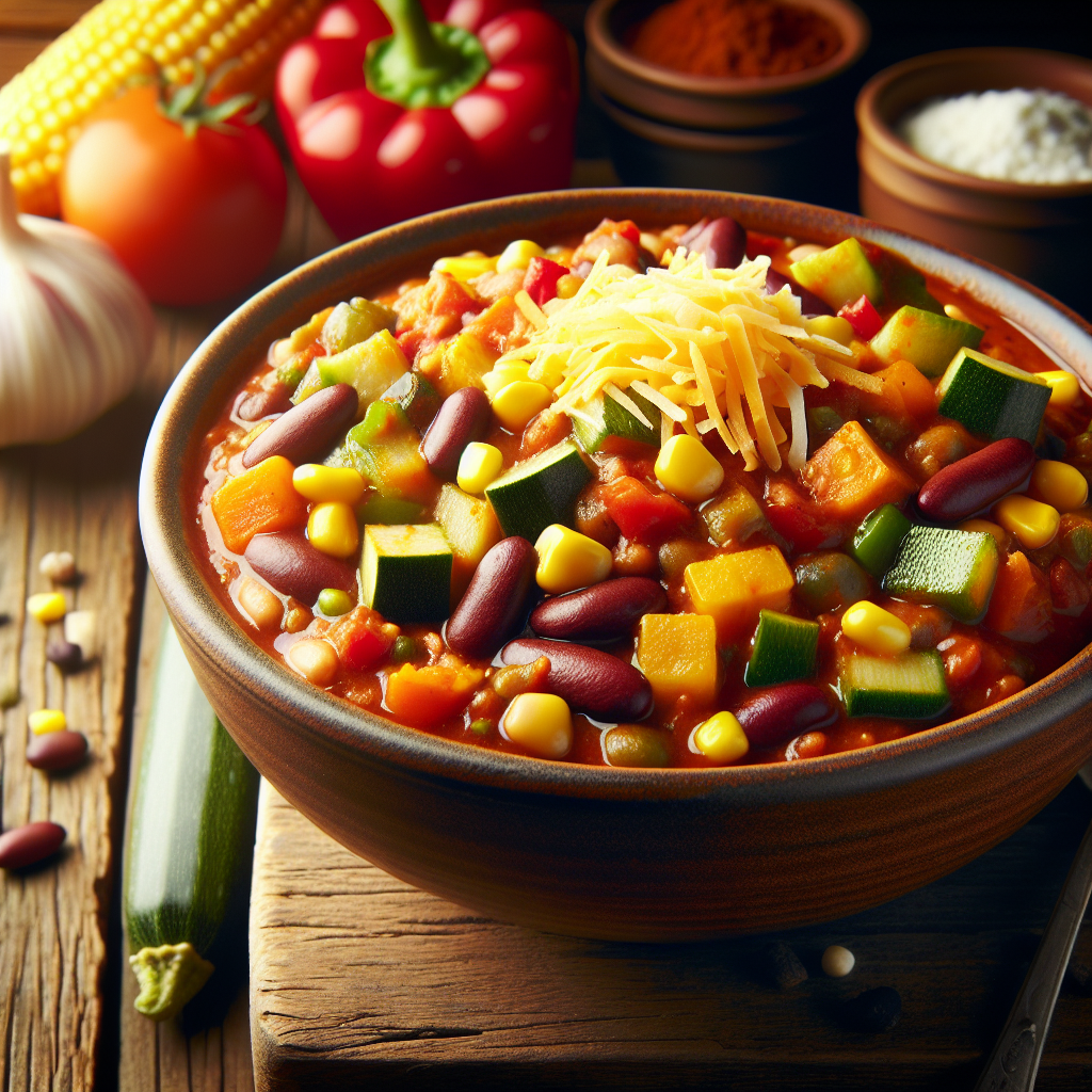 Vegetarian Chili: A warming chili with beans, vegetables, and a robust blend of spices.
