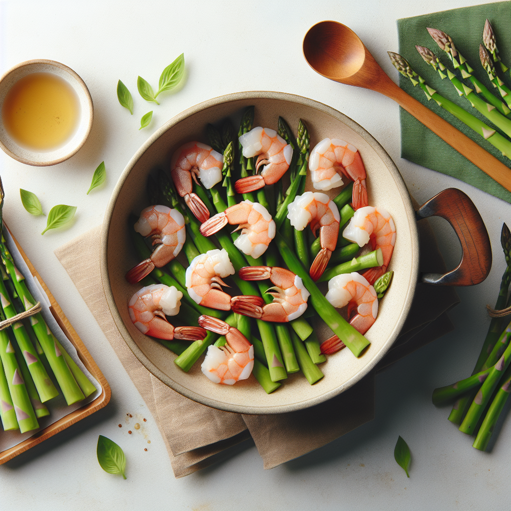 Fast shrimp stir-fry with asparagus
