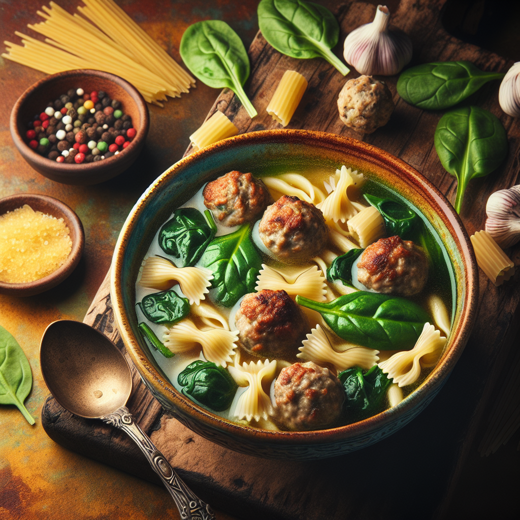 Italian Wedding Soup: Meatballs, Spinach, and Pasta in a Light and Savory Broth