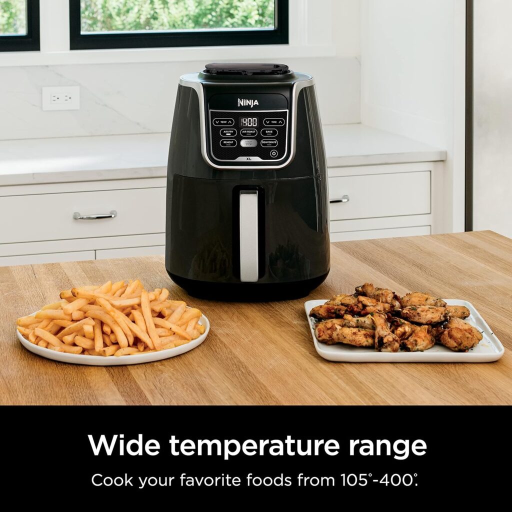 Ninja AF150AMZ Air Fryer XL, 5.5 Qt. Capacity that can Air Fry, Air Roast, Bake, Reheat Dehydrate, with Dishwasher Safe, Nonstick Basket Crisper Plate and a Chef-Inspired Recipe Guide, Grey