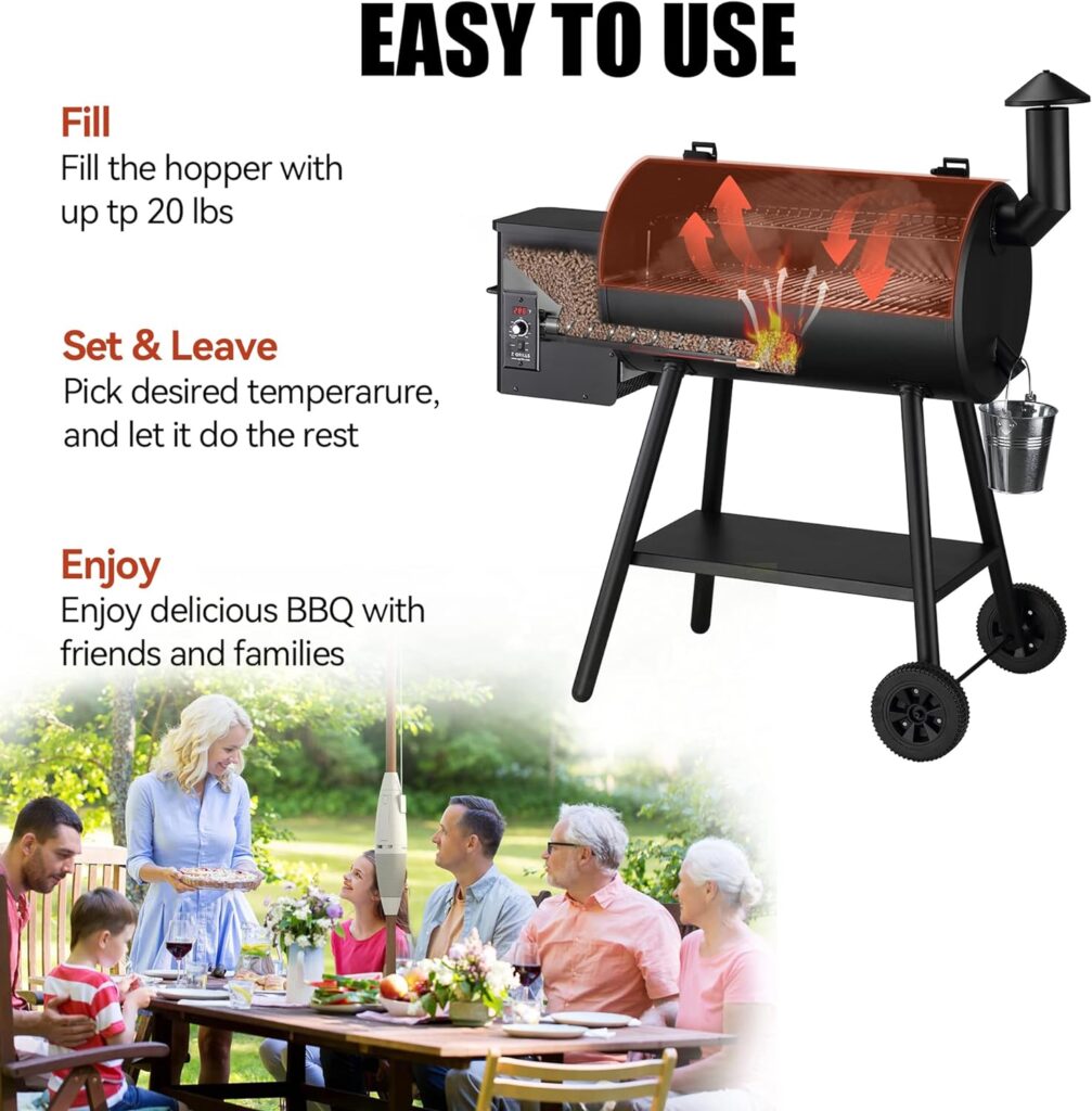 Z GRILLS Wood Pellet Smoker, 8 in 1 BBQ Grill with PID Technology, Auto Temperature Control, 553 sq in Cooking Area for Outdoor Cooking, Barbecue and Backyard, 550B2, Black